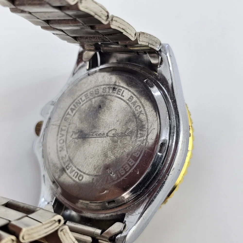 40MM Men's Watch Black Dial Two‎ Tone Bracelet Band 7.5
